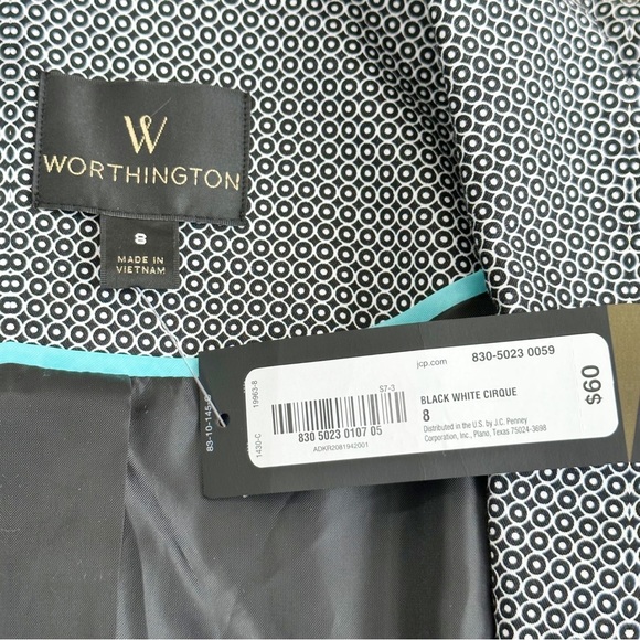 Worthington Size 8 Black White Cirque Blazer Suit Jacket - Picture 10 of 12